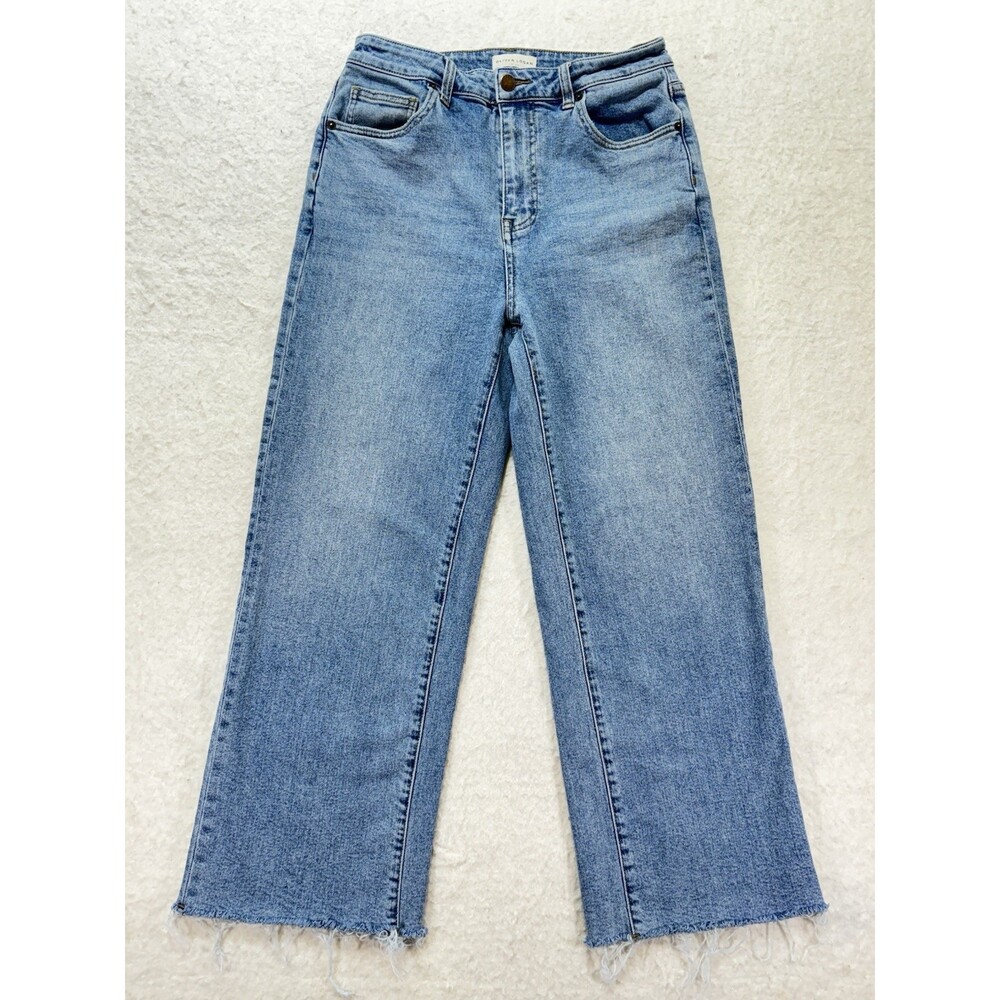 Oliver Logan Aberdeen Wide Leg Crop Jeans Womens 28 Blue High Rise Medium Wash